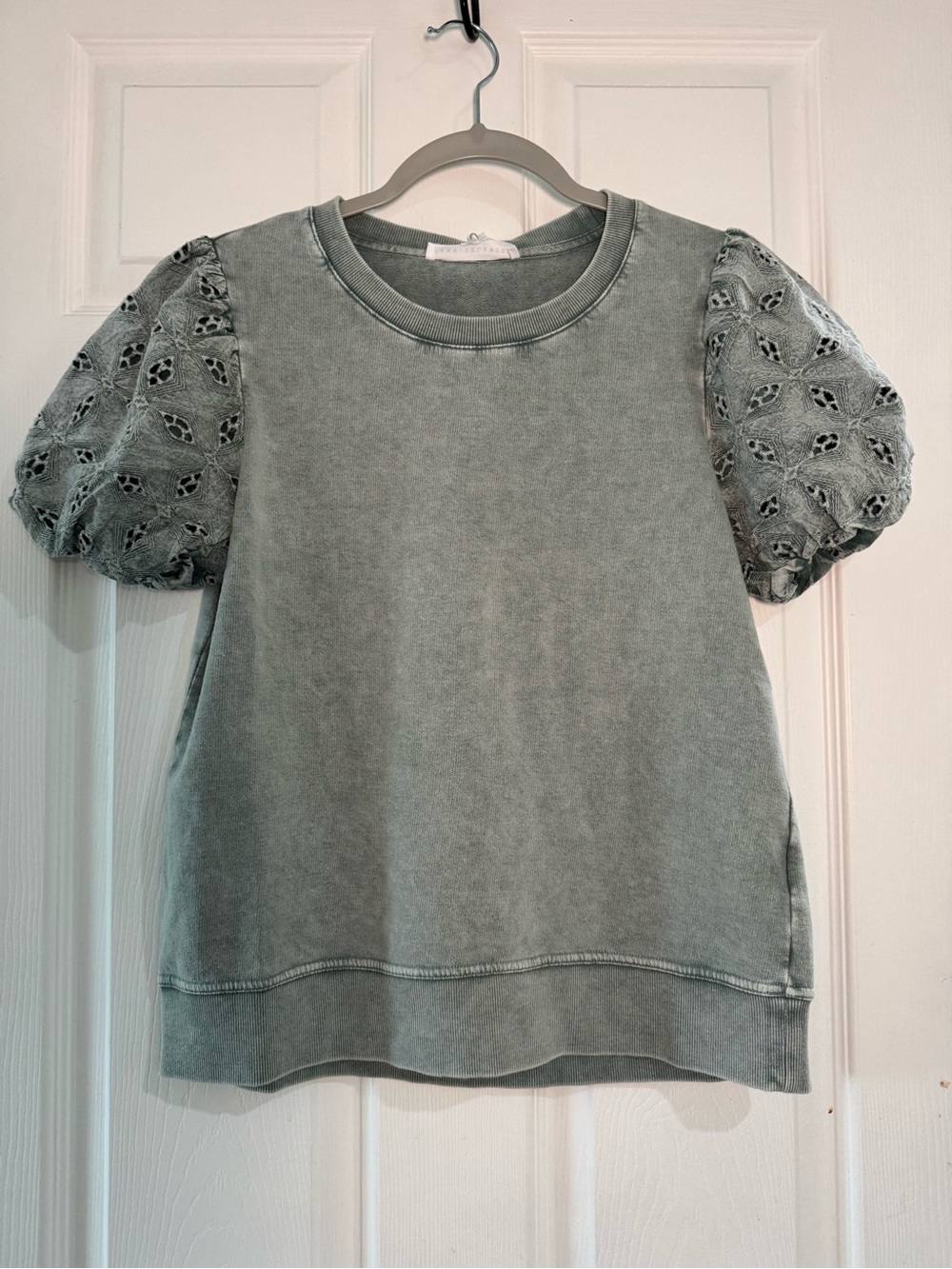 Knit Top Puff Sleeves- Sage
